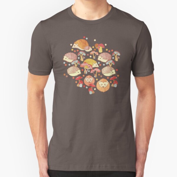 Woodland Hedgehogs - a pattern in soft neutrals Slim Fit T-Shirt