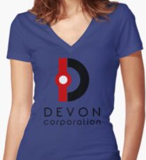 Devon Corporation Logo (in Black) Women's Fitted V-Neck T-Shirt