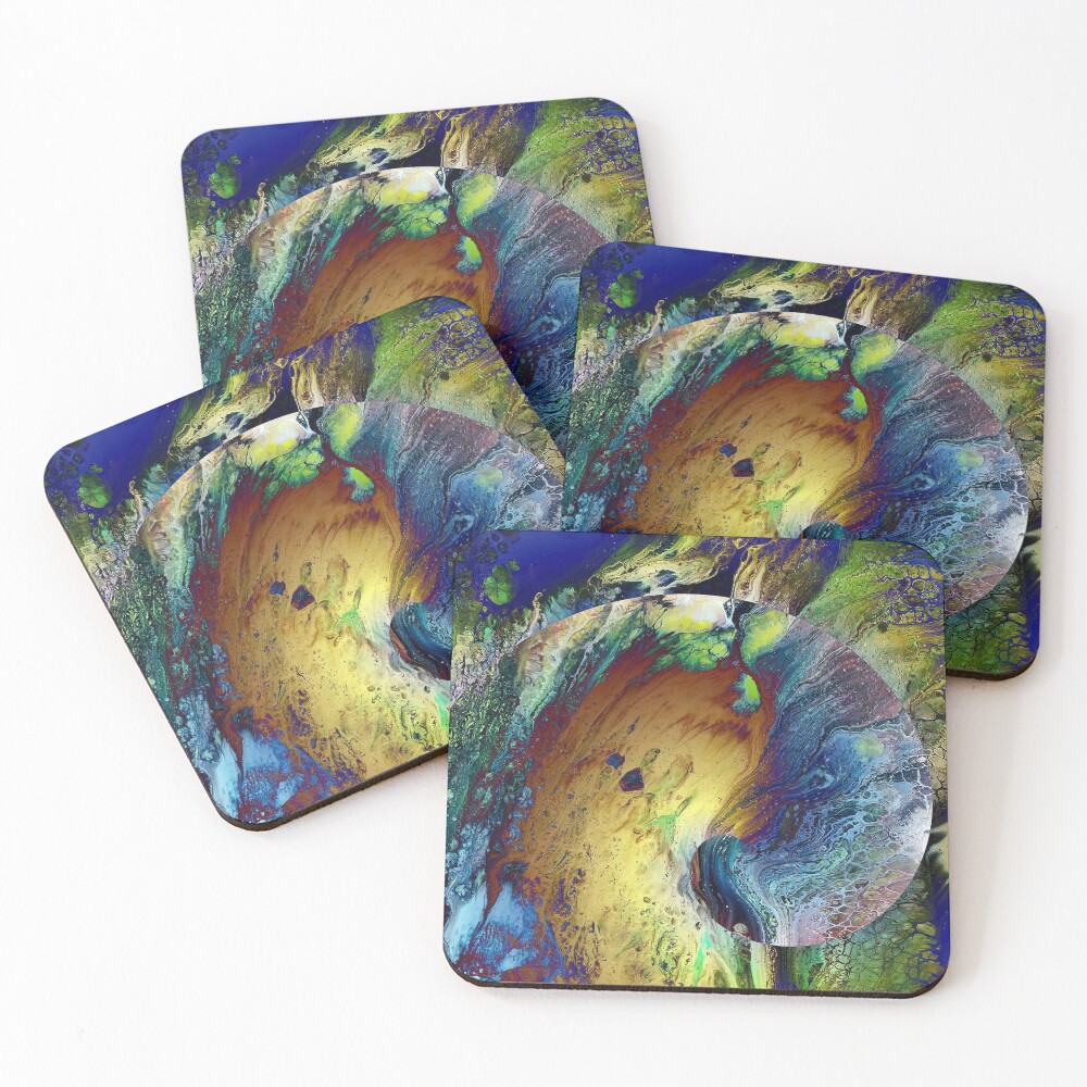 New Year's Eve - fluid acrylic painting, digital art Coasters (Set of 4)