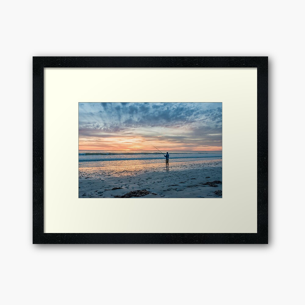 Gone Sunset Beach Fishing Framed Art Print