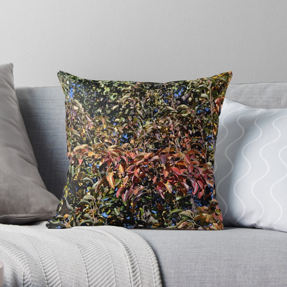 Autumn landscape, leaves. Throw Pillow