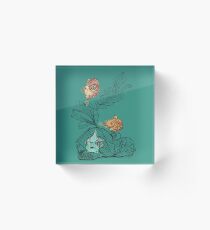Three Pacific Spiny Lumpsuckers Doodle Acrylic Block