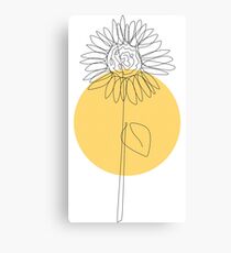 Yellow One line sunflower Canvas Print
