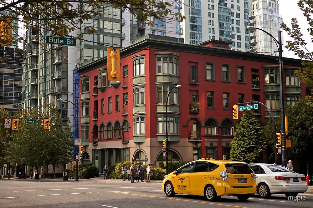 "Yellow Cab downtown Vancouver" by mypic Redbubble