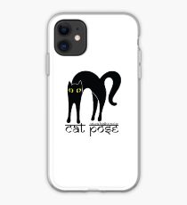 Cat Pose 1 - Cat Yoga (black text) iPhone Case