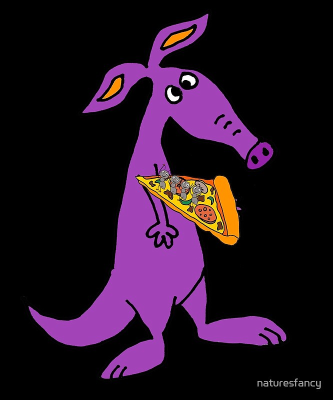 "Funny Purple Aardvark eating Ant Pizza" by naturesfancy | Redbubble