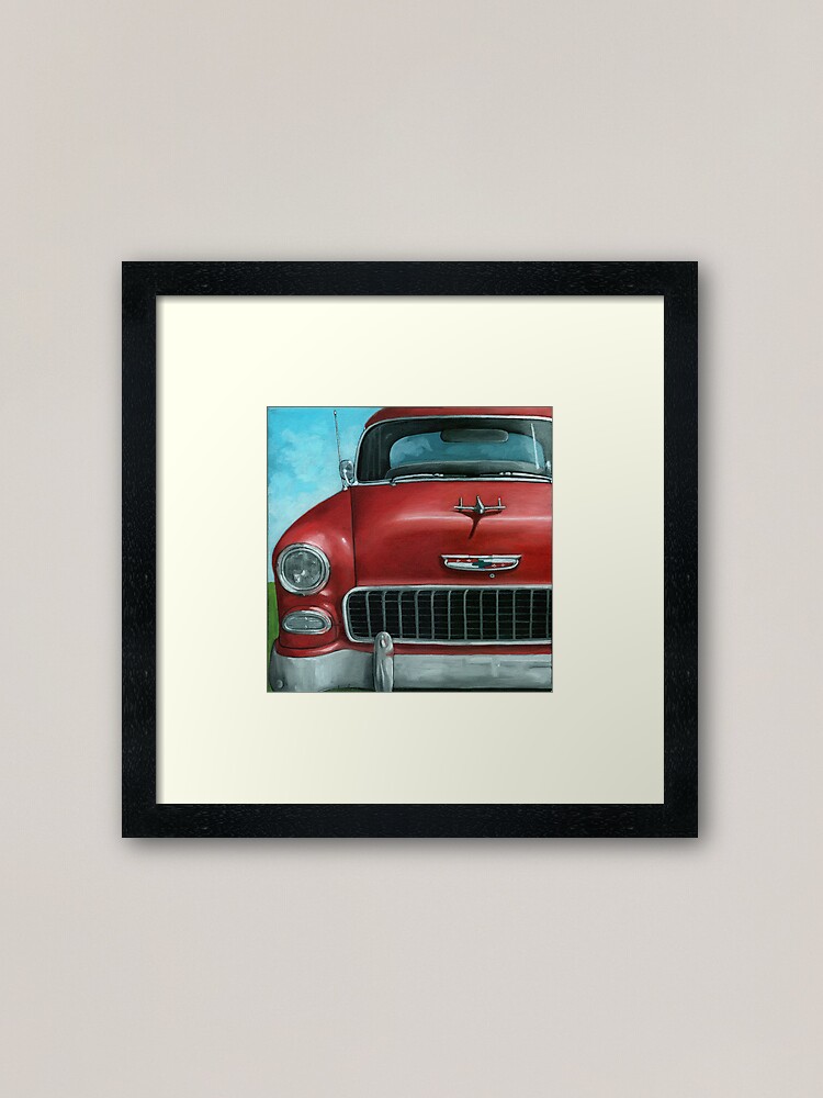 Alternate view of 55' Chevy Vintage Car oil painting Framed Art Print
