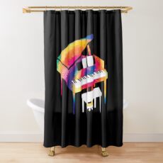 Piano Gift for Piano Player Multicolor Tie Dye Piano Shower Curtain