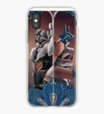 Optimus and Megatron and the Blue Flowers iPhone Case