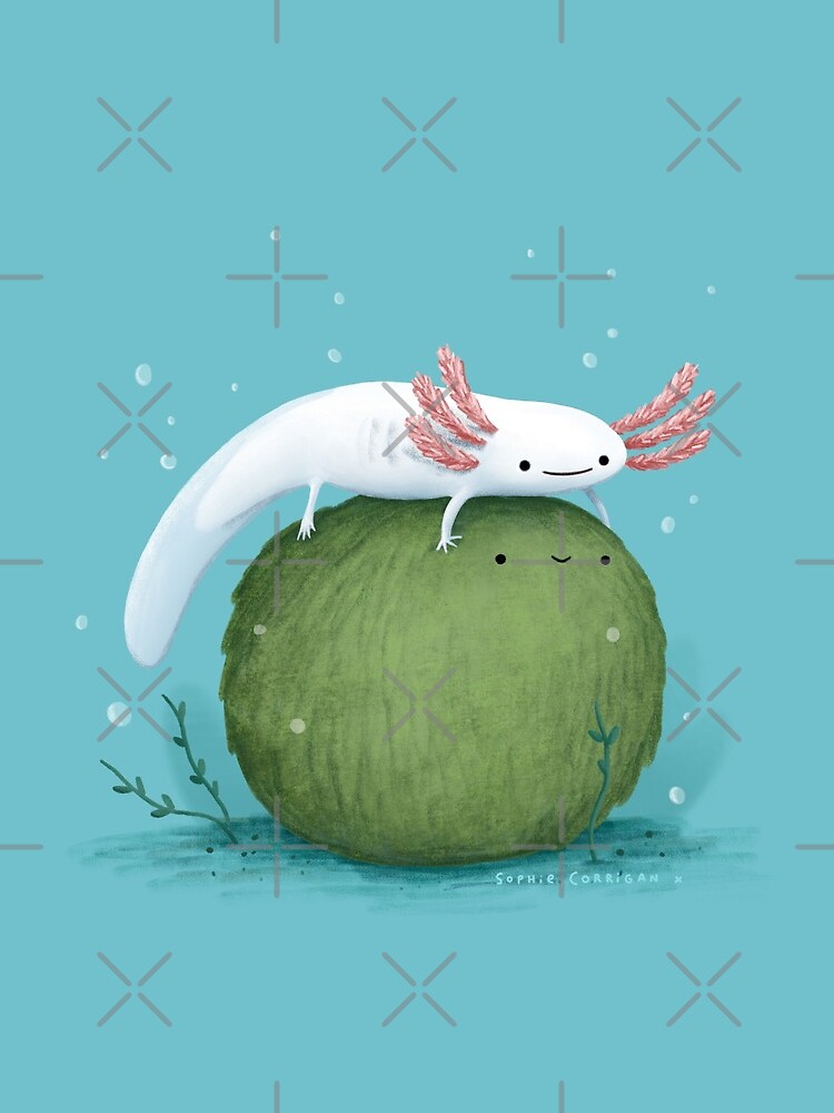Axolotl on a Mossball by SophieCorrigan