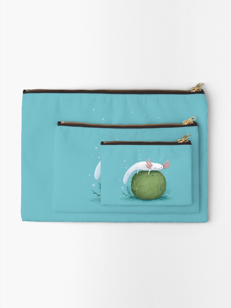 Alternate view of Axolotl on a Mossball Zipper Pouch