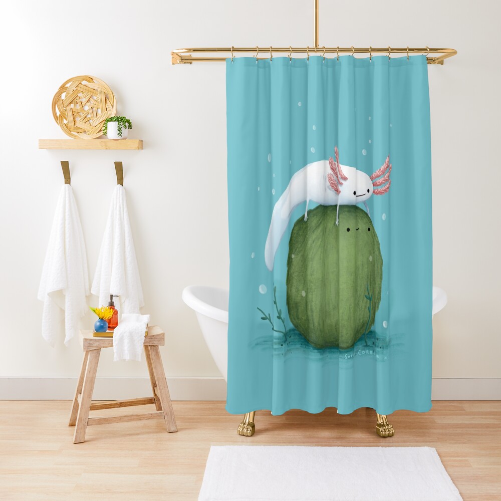 Axolotl on a Mossball Shower Curtain