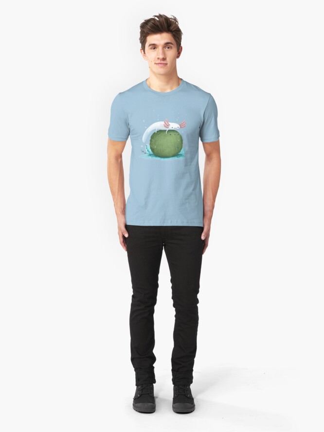 Alternate view of Axolotl on a Mossball Slim Fit T-Shirt