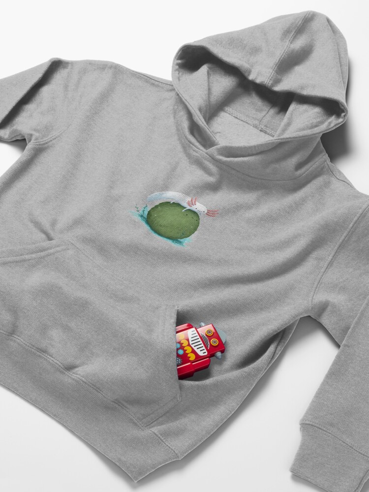 Alternate view of Axolotl on a Mossball Kids Pullover Hoodie
