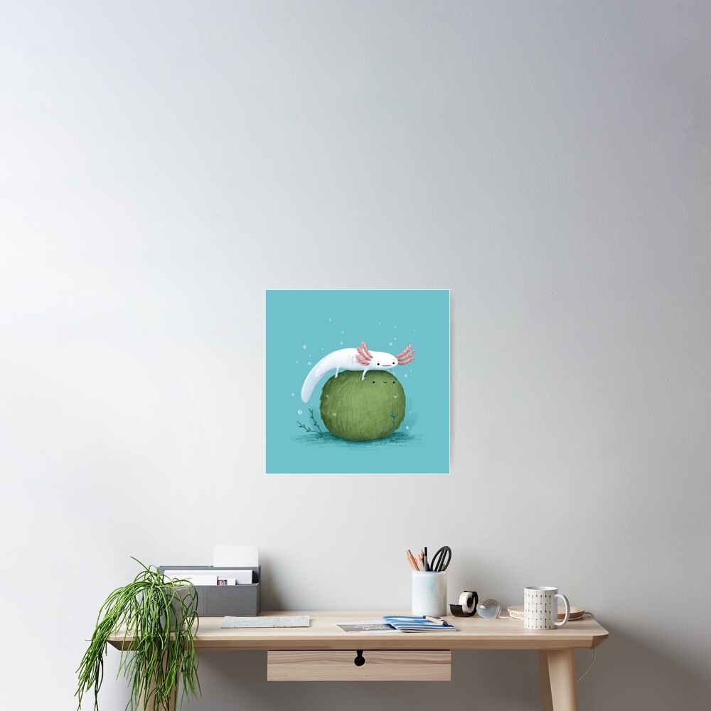 Axolotl on a Mossball Poster