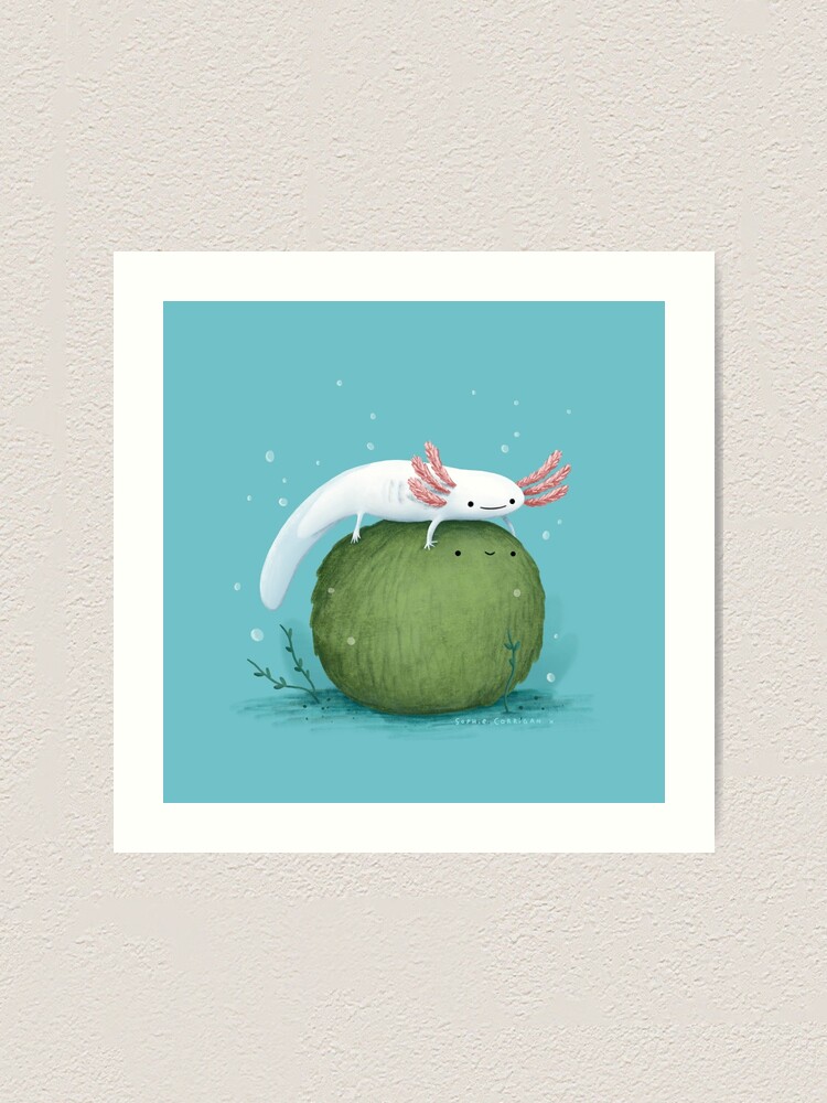 Alternate view of Axolotl on a Mossball Art Print