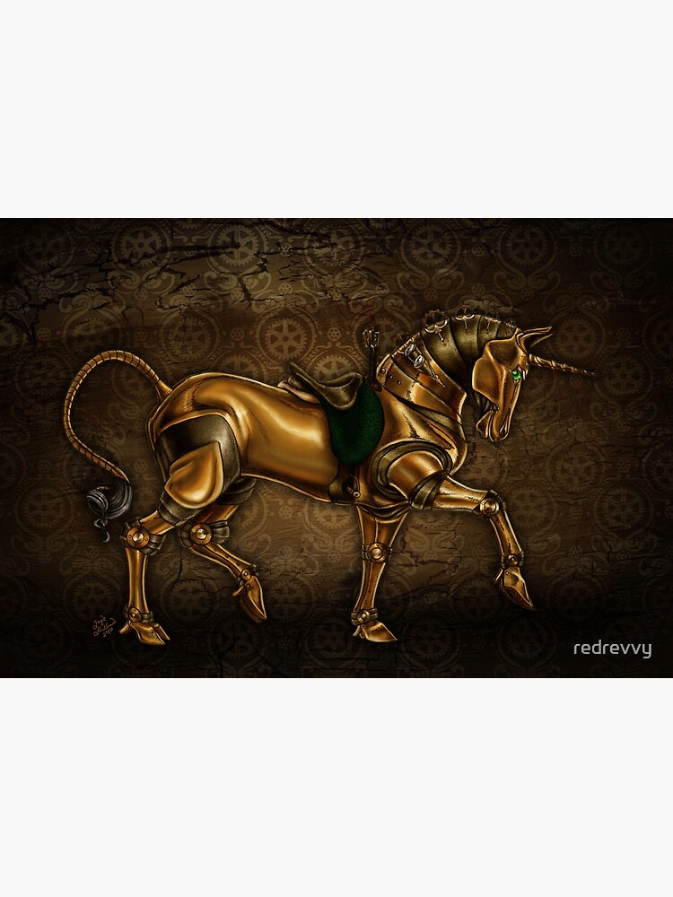 Steampunk Unicorn Damask by redrevvy