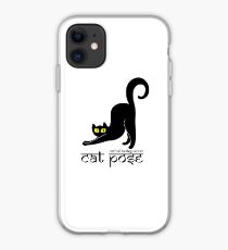 Cat Pose 2 - Cat Yoga (black text) iPhone Case