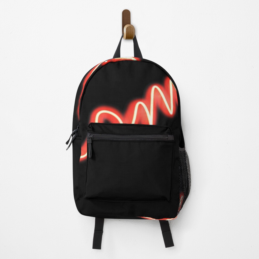 Smile Red Neon Sign on a backpack