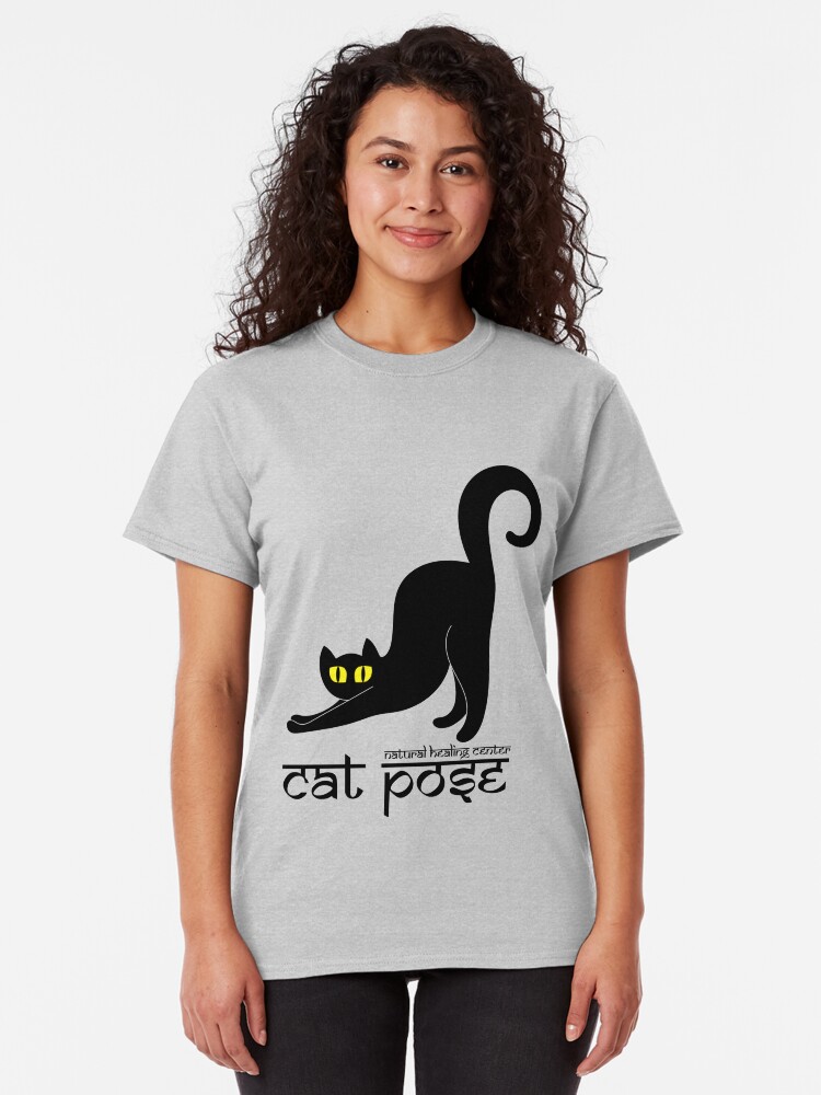 Alternate view of Cat Pose 2 - Cat Yoga (black text) Classic T-Shirt