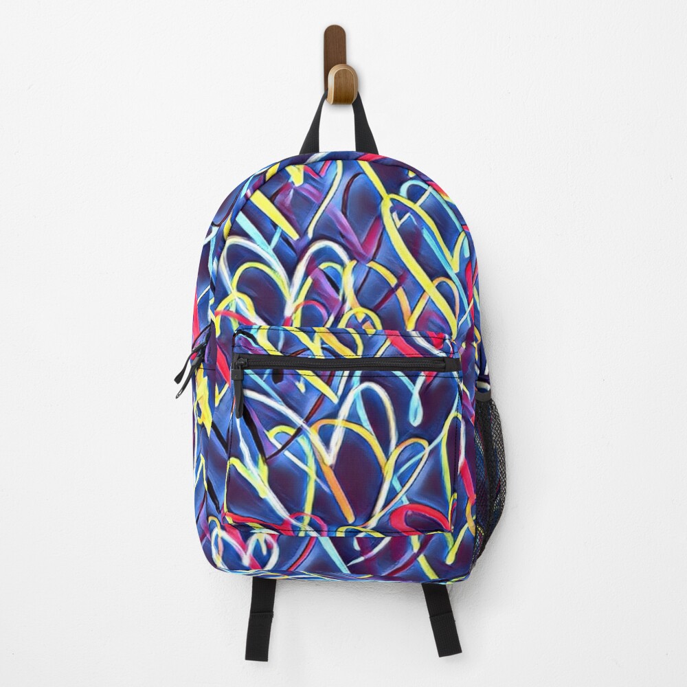 Multicolor Heart Doodle Pattern on a backpack