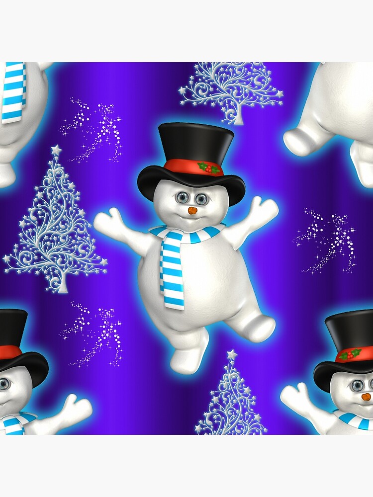 Cute Blue Christmas Dancing Snowmen by GraphicAllusion