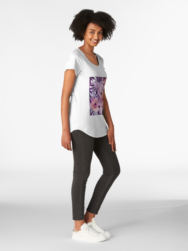 Alternate view of Violet Vintage Tropical Premium Scoop T-Shirt