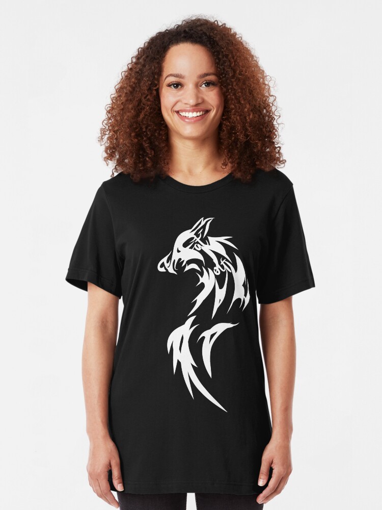 Alternate view of Fat Wolf - Wolf Tail White Slim Fit T-Shirt
