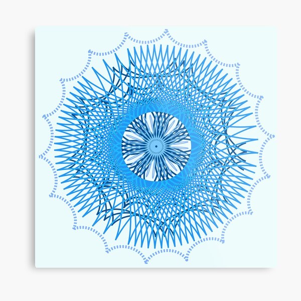 Blue Spirograph Metal Print