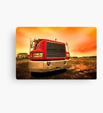 red semi truck Canvas Print