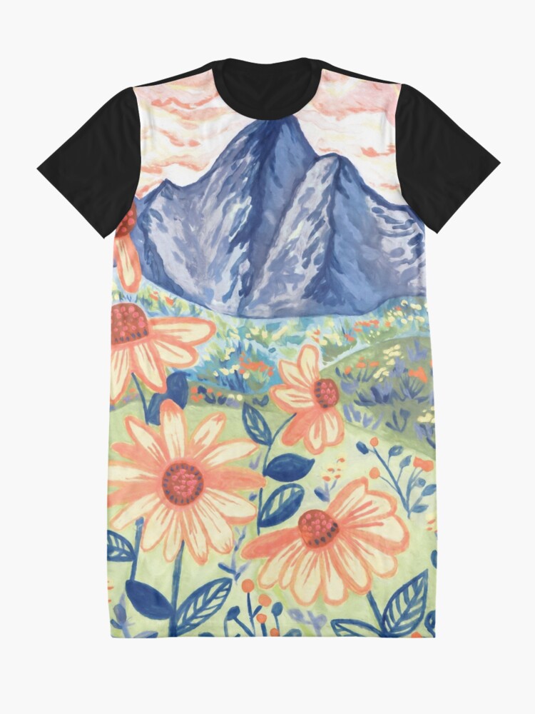 Alternate view of Daisy Gouache Mountain Landscape Graphic T-Shirt Dress