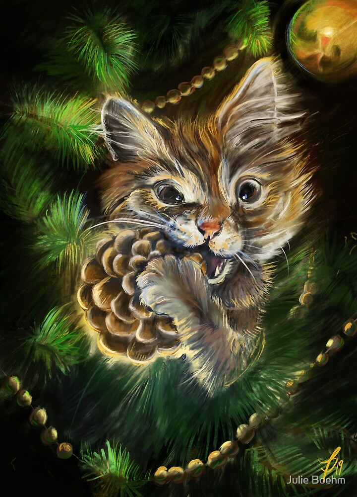 Christmas cat by Julie Boehm