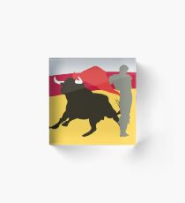 Bull and bullfighter. Corrida. Acrylic Block