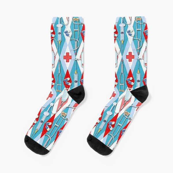 Doctors Medicine Medical Pills Illustration Socks! Original Art! Socks