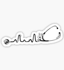 Black and White Stethoscope Sticker
