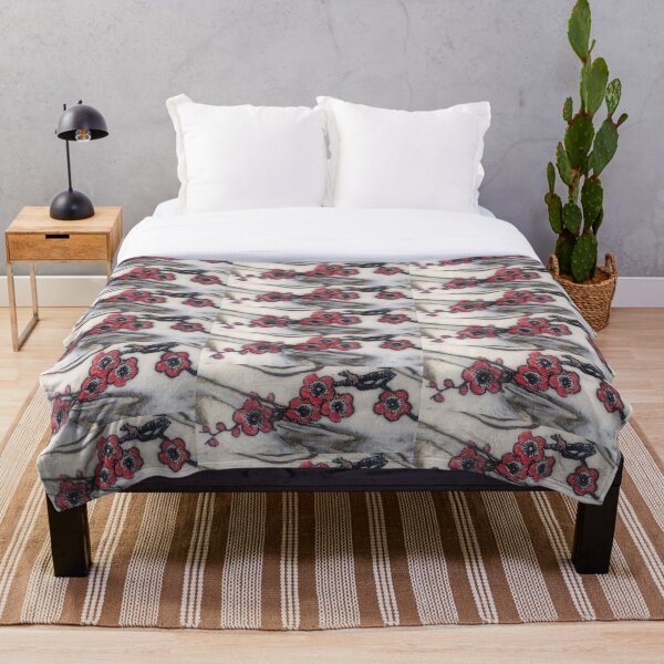 Red Blossoms Throw Blanket