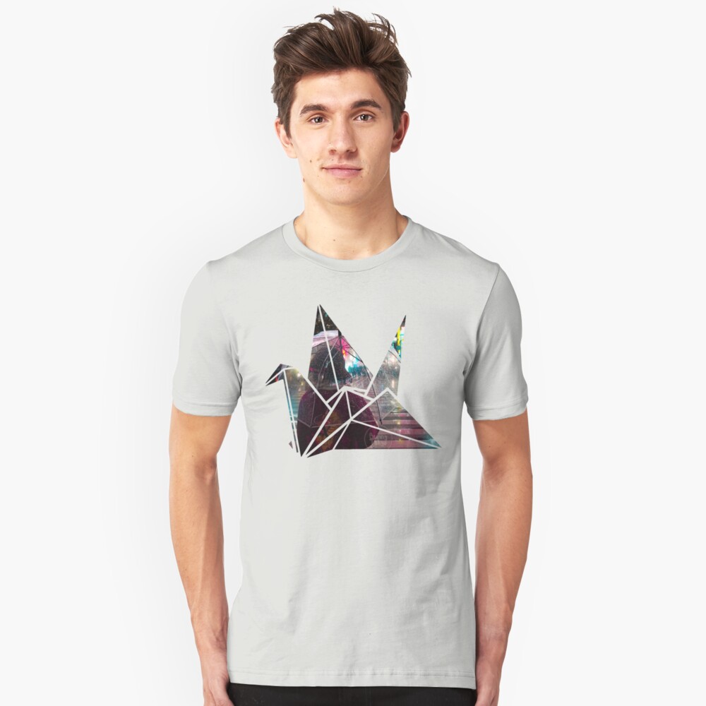 Shibuya Crossing in an Origami Crane Slim Fit T-Shirt