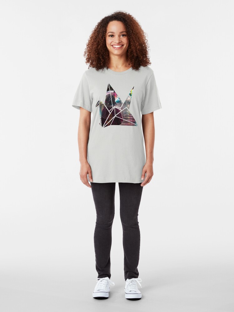Alternate view of Shibuya Crossing in an Origami Crane Slim Fit T-Shirt