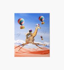 Cute Dog Giraffe - Dog Riding Flying Giraffe Art Board Print