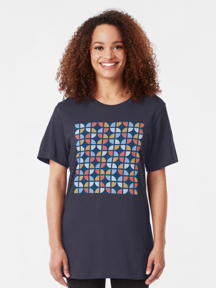 Alternate view of Geometric Pattern: Quarter Circle: Coastal Slim Fit T-Shirt