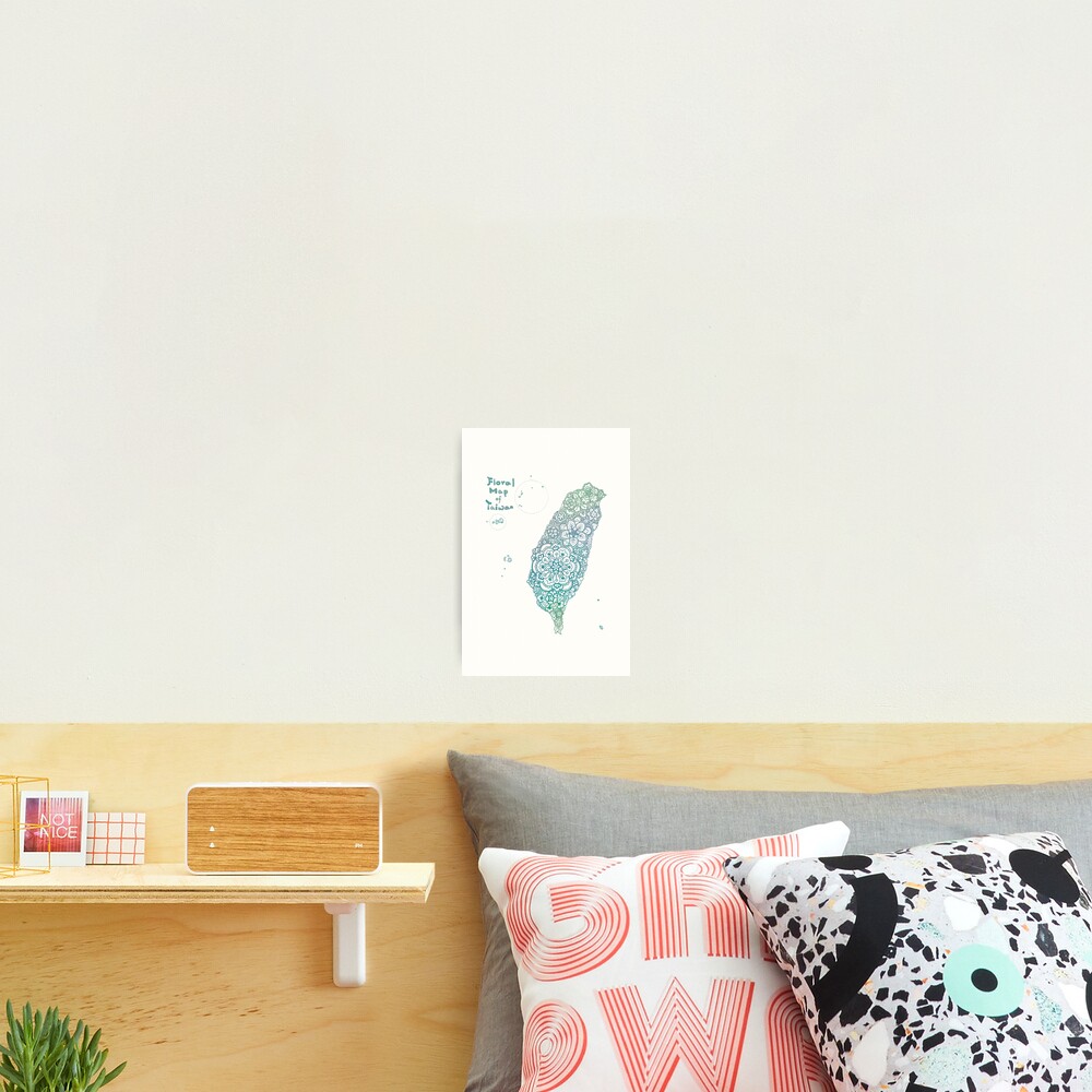 Floral map of Taiwan - water Photographic Print