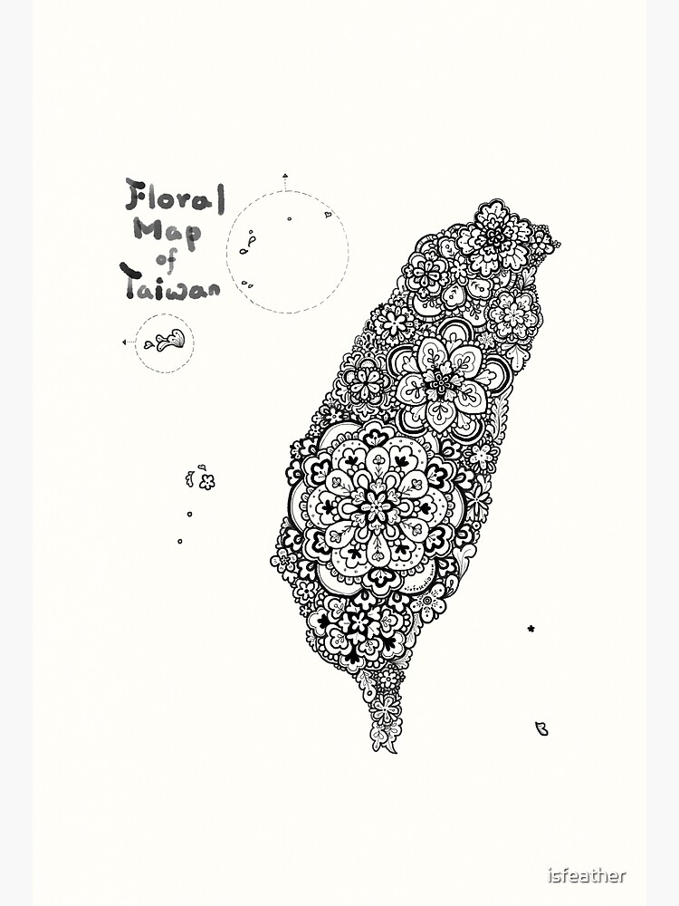 Floral map of Taiwan - black by isfeather