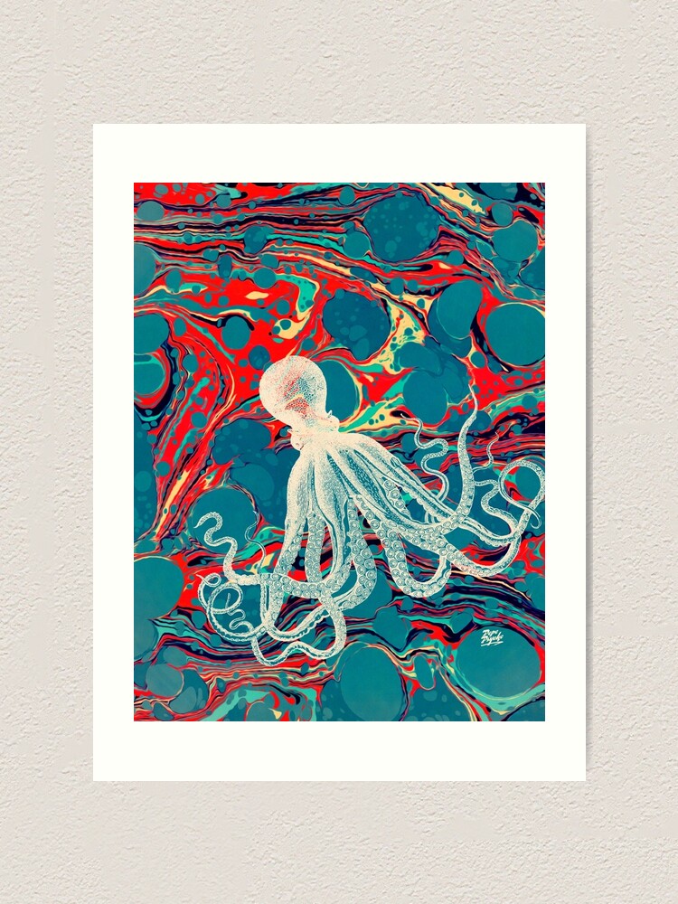 Alternate view of Marbled Paper Octopus Blob by Pepe Psyche Art Print