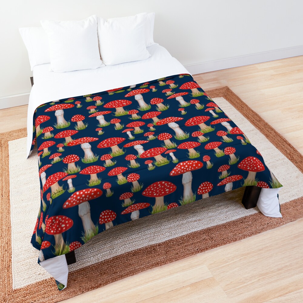 red toadstools / red mushrooms Comforter