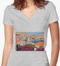 Nimborio village Women's Fitted V-Neck T-Shirt