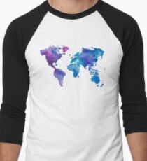 Aquarell Karte der Welt Baseballshirt für Männer