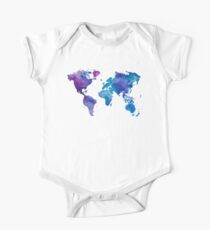 Watercolor Map of the World One Piece - Short Sleeve