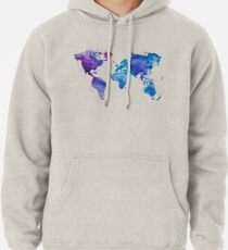 Aquarell Karte der Welt Hoodie
