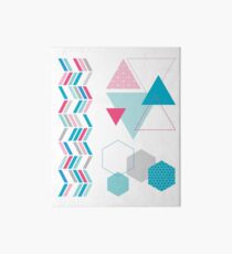 Geometric Shapes Blue Pink Abstract Art Board Print