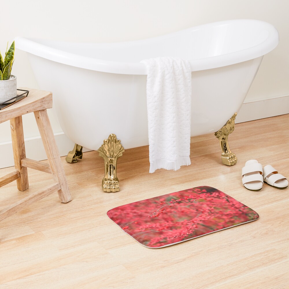 Close-up of red barberry in autumn Bath Mat